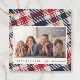 Modernes Kariertes Muster Weihnachts-Custom-Family Geschenkanhänger