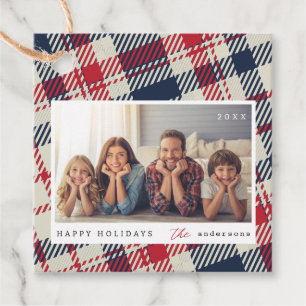 Modernes Kariertes Muster Weihnachts-Custom-Family Geschenkanhänger