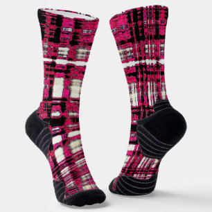 Modernes kariertes, rosa, schwarz und weiß socken