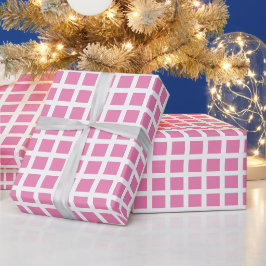 Modernes kariertes, rosa und weißes Rastermuster Geschenkpapier