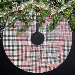 Modernes Kariertes rotes und schwarzes Muster Polyester Weihnachtsbaumdecke