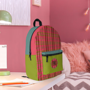 Modernes Kariertes Rouge Pink Bedruckter Rucksack