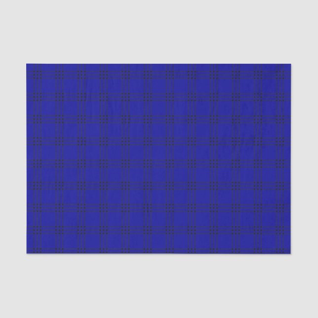 Modernes Kariertes Schwarz-Blau-Gewebe Seidenpapier (Vorderseite)