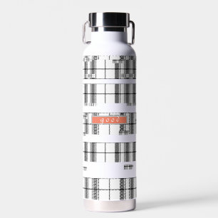 Modernes Kariertes Schwarz und Weiß Trinkflasche