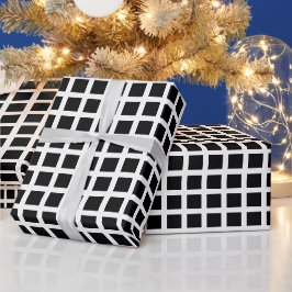 Modernes kariertes, schwarz-weißes Rastermuster Geschenkpapier
