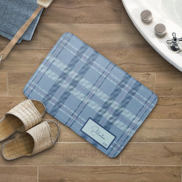 Modernes Kariertes Sky Blue Bath Mat Badematte