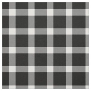 Modernes Kariertes Tartan-Muster in Schwarz und We Stoff