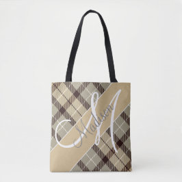Modernes Kariertes Tartan | Name hinzufügen Tasche