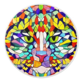 Modernes Katzengesicht Abstrakte Wasserfarbe - far Keramikknauf