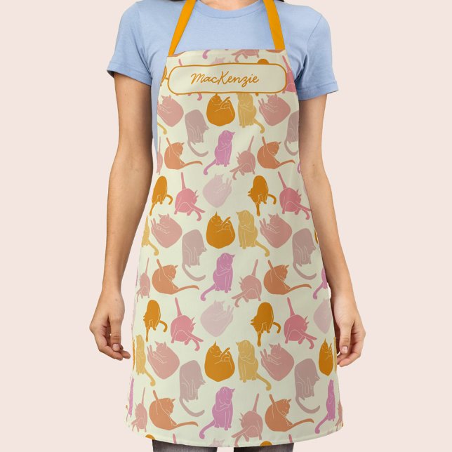 Modernes Katzenmuster Personalisiert Schürze (Cat pattern personalized apron
)