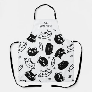 Modernes Kawaii Schwarz-weißes Niedliches Muster Schürze
