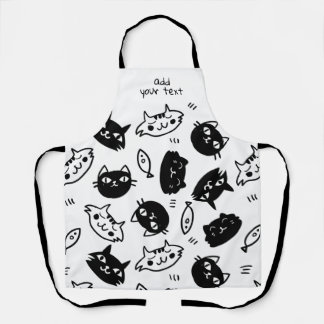 Modernes Kawaii Schwarz-weißes Niedliches Muster Schürze