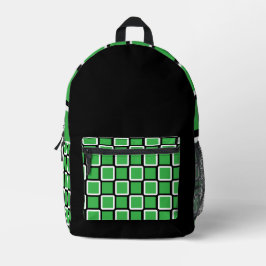 Modernes Kelly Green & Black Geometric Backpack Bedruckter Rucksack
