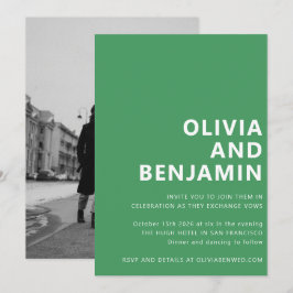 Modernes Kelly Green Bold Typografy Foto Wedding Einladung