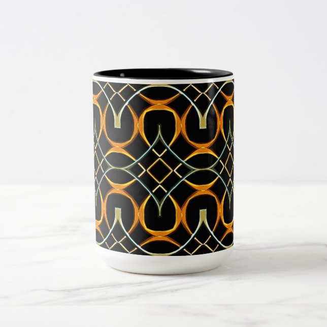 Modernes keltisches Muster aus Metall Zweifarbige Tasse (Mittel)