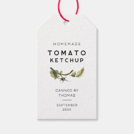 Modernes Ketchup-Etikett mit Tomatenblatt Geschenkanhänger