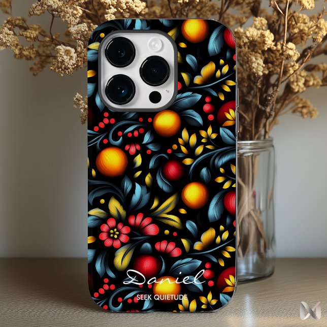 Modernes Khokhloma Floral mit einer lebendigen Dre Case-Mate iPhone 14 Pro Hülle (Von Creator hochgeladen)