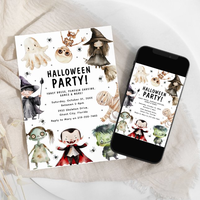 Modernes Kids-Halloween-Party Einladung (Von Creator hochgeladen)