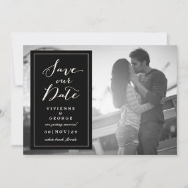 Modernes klassisches Black Box Plate Foto Save the Einladung
