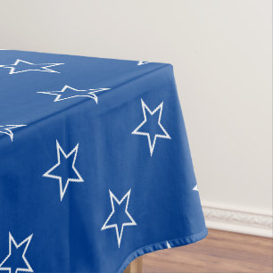 Modernes klassisches Blau-Weiß-Sternenmuster Tischdecke