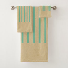 Modernes klassisches Floßpapier und Streifen braun Badhandtuch Set