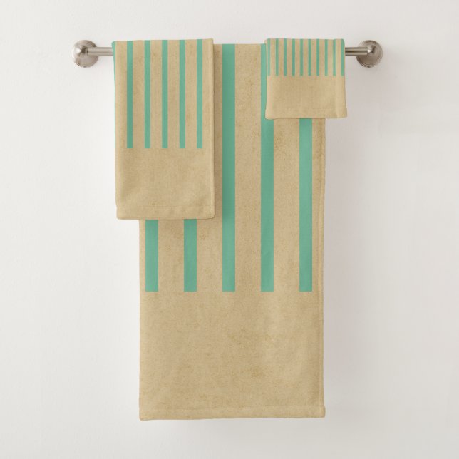 Modernes klassisches Floßpapier und Streifen braun Badhandtuch Set (Insitu)