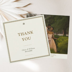 Modernes klassisches Foto für Hochzeiten in Elfenb Dankeskarte