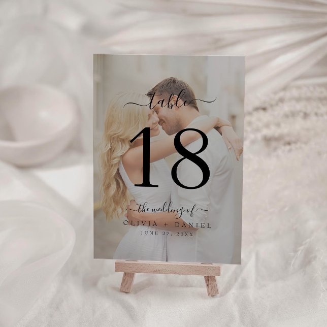 Modernes klassisches Foto für Hochzeiten Tischnummer (Modern Classic Calligraphy Wedding Photo Table Number)