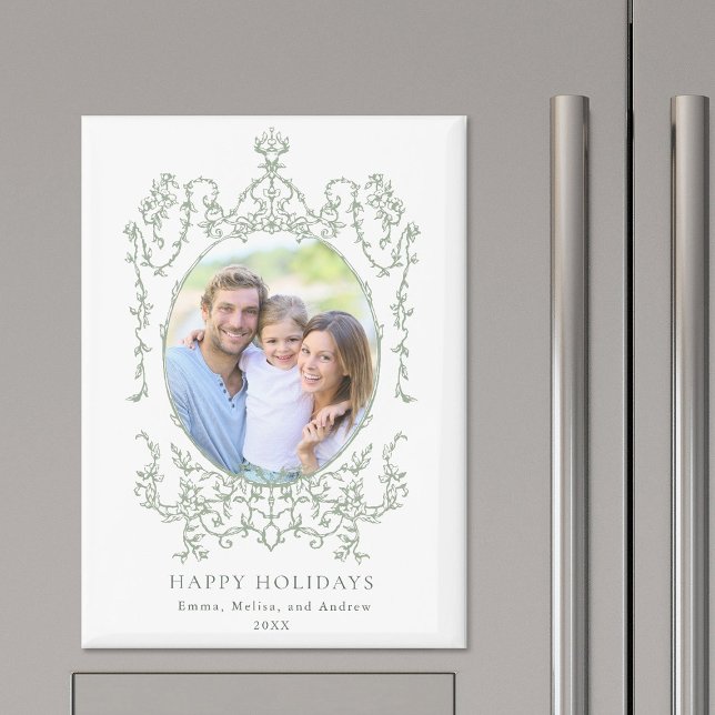 Modernes klassisches Frame Happy Holidays Foto Hol Magnet (Von Creator hochgeladen)