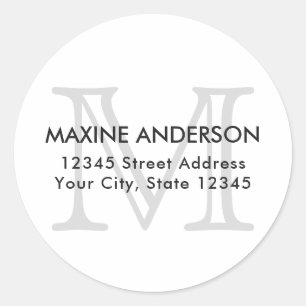 Modernes klassisches Gray Monogram, initial Runder Aufkleber