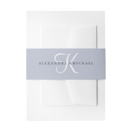 Modernes klassisches Monogramm | Dusty Blue Weddin Einladungsbanderole