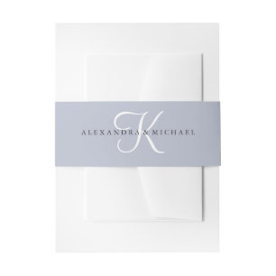 Modernes klassisches Monogramm   Dusty Blue Weddin Einladungsbanderole