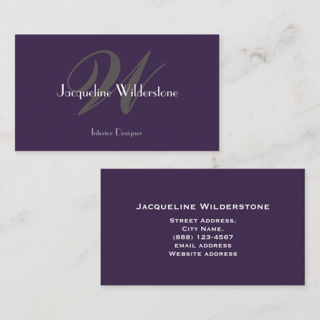 Modernes klassisches Monogramm und Name Klasse Lil Visitenkarte (Vorne/Hinten)