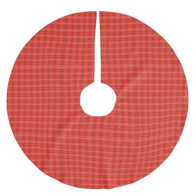 Modernes Klassisches Rot Kariert Polyester Weihnachtsbaumdecke (Vorderseite)