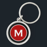 Modernes Klassisches Rotes Monogramm Schlüsselanhänger<br><div class="desc">Personalisiert Classic Mit Monogramm Schlüsselanhänger Monogram Initial Black Red White. Perfekt als Feriengeschenk,  Familienfavoriten,  Dankeschön für Trauzeugen und Geschenk für alle besondere Anlässe.</div>