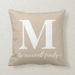 Modernes Klassisches Rustikales Beige Monogram-Fam Kissen<br><div class="desc">Classic Elegant Chic Monogram Family Script Kopfkissen Sie können einfach die Farbe des Textes mit dem "Anpassen" Tool anpassen oder können sich mit mir in Verbindung setzen.</div>