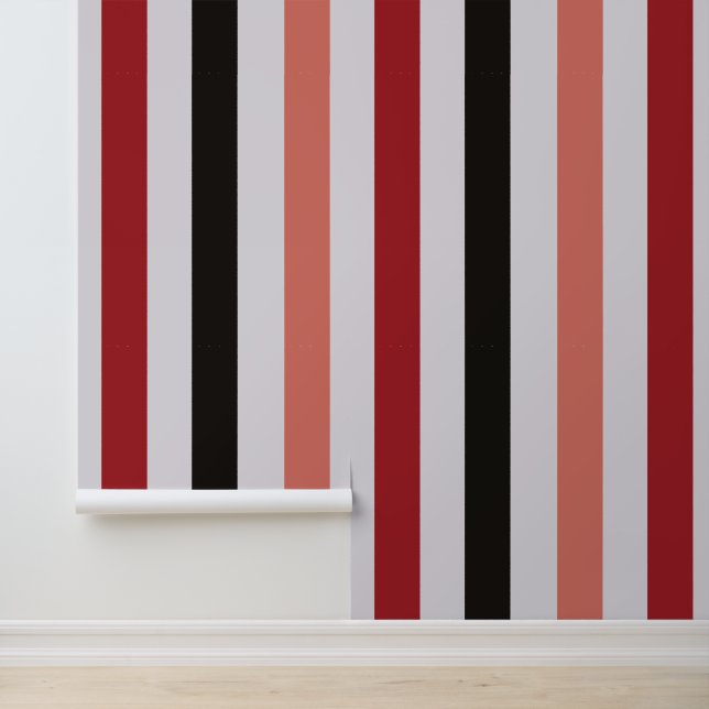 Modernes klassisches Schwarz-Rosa-Muster Streifen Tapete (Anwendung)