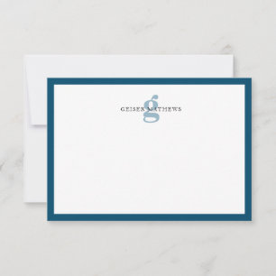 Modernes klassisches Typografisches Navy Blue Mono Mitteilungskarte