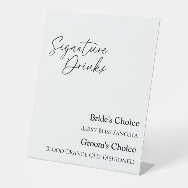 Modernes klassisches Zeichen für Hochzeitssignatur Sockelschild (Vorderseite)