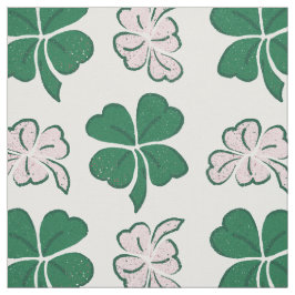 Modernes Kleeblatt mit grüner Rosa Clover Zeichne  Stoff