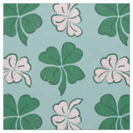 Modernes Kleeblatt mit grüner Rosa Clover Zeichne  Stoff