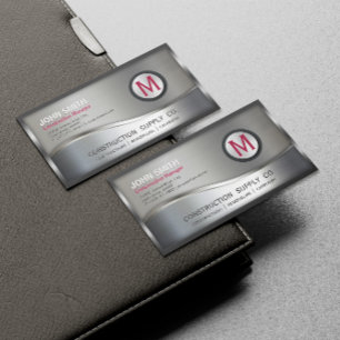 Modernes Konstruktionsmetall, Gerahmt, Monogramm,  Magnetische Visitenkarte