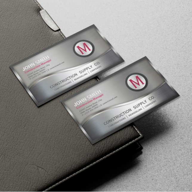 Modernes Konstruktionsmetall, Gerahmt, Monogramm,  Magnetische Visitenkarte (Von Creator hochgeladen)