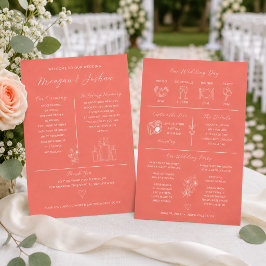 Modernes Koral Infographic Spring Wedding Programm
