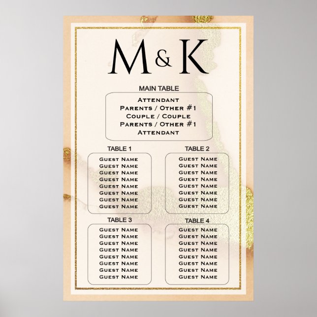 Modernes Korallen Abstrakt Phantastische Hochzeitp Poster (Vorne)