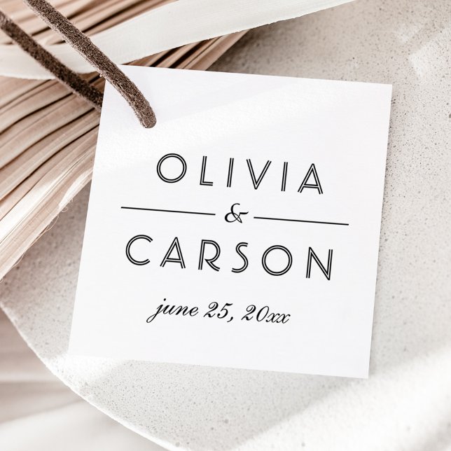 Modernes Kraft- und Black Wedding Monogram Foto Geschenkanhänger (Von Creator hochgeladen)