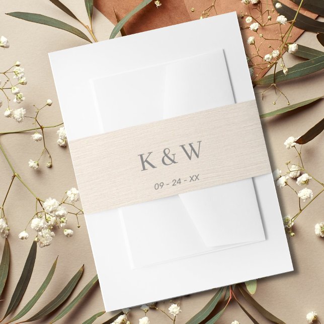 Modernes Kraftstil-Monogramm Einladungsbanderole (Modern Kraft Style Linen Wedding Invitation Belly Band)