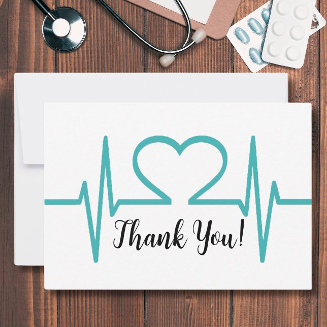 Modernes Krankenpflegeramt Gesundheitswesen Dankeskarte (Modern Heart Beat Nurse Doctor Healthcare Medical Thank You Card)