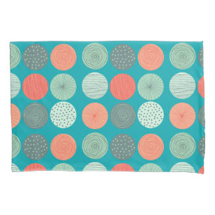 Modernes Kreismuster Aquamarines Orange Kissenbezug