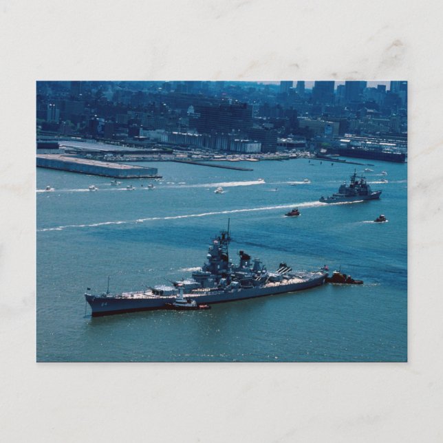 Modernes Kriegsschiff, "USS Wisconsin", New York,  Postkarte (Vorderseite)